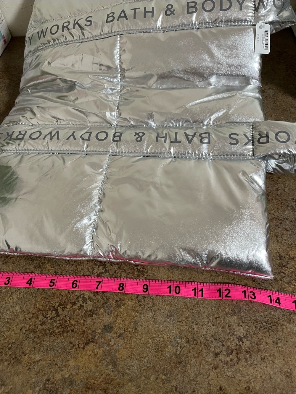 Bath & Body Works Metallic Silver Puffer Tote - Picture 3 of 3